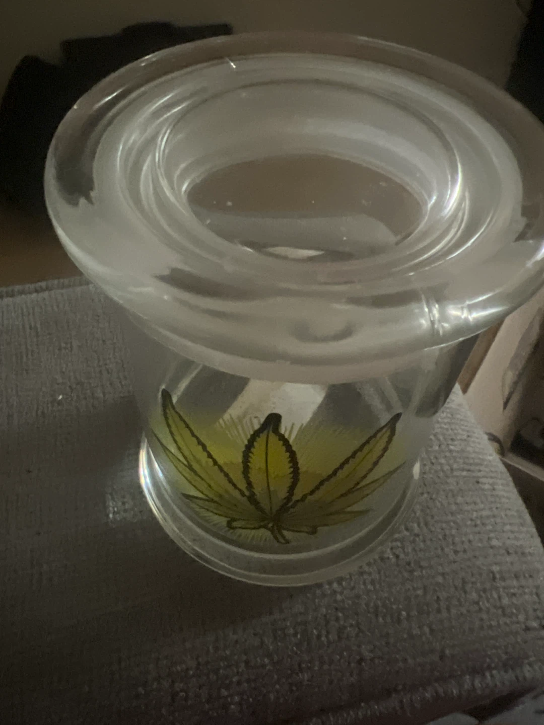 Glass Jar with Leaf Design