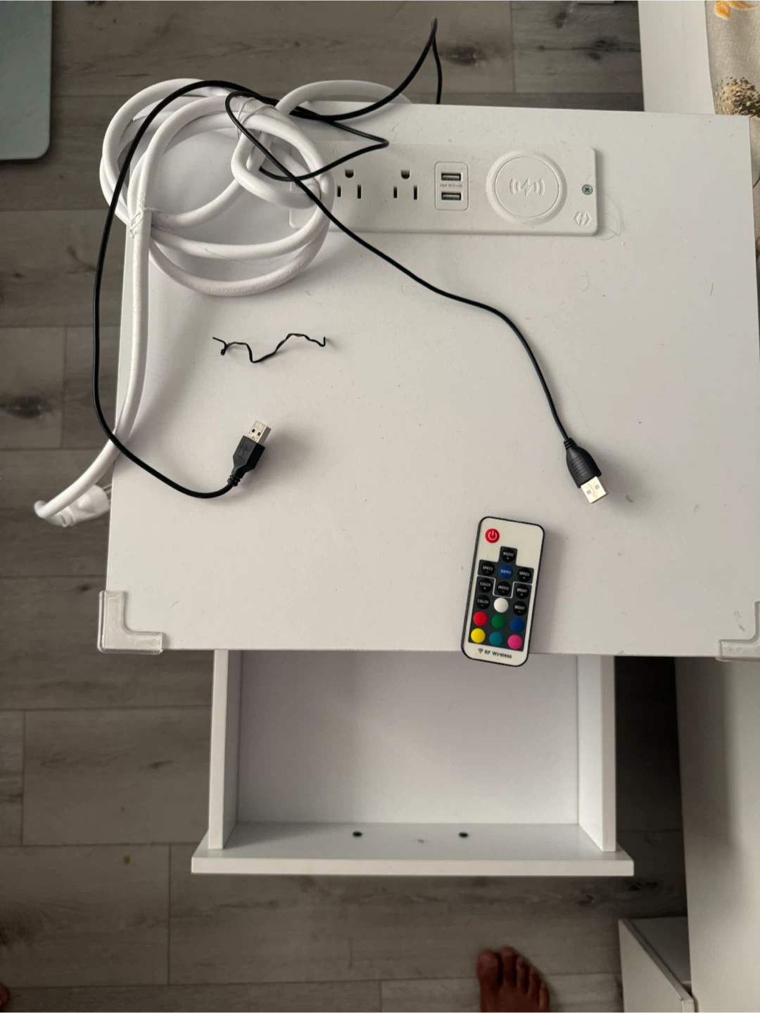 White 3-Drawer Nightstand with Built-in Charging Station - photo 2