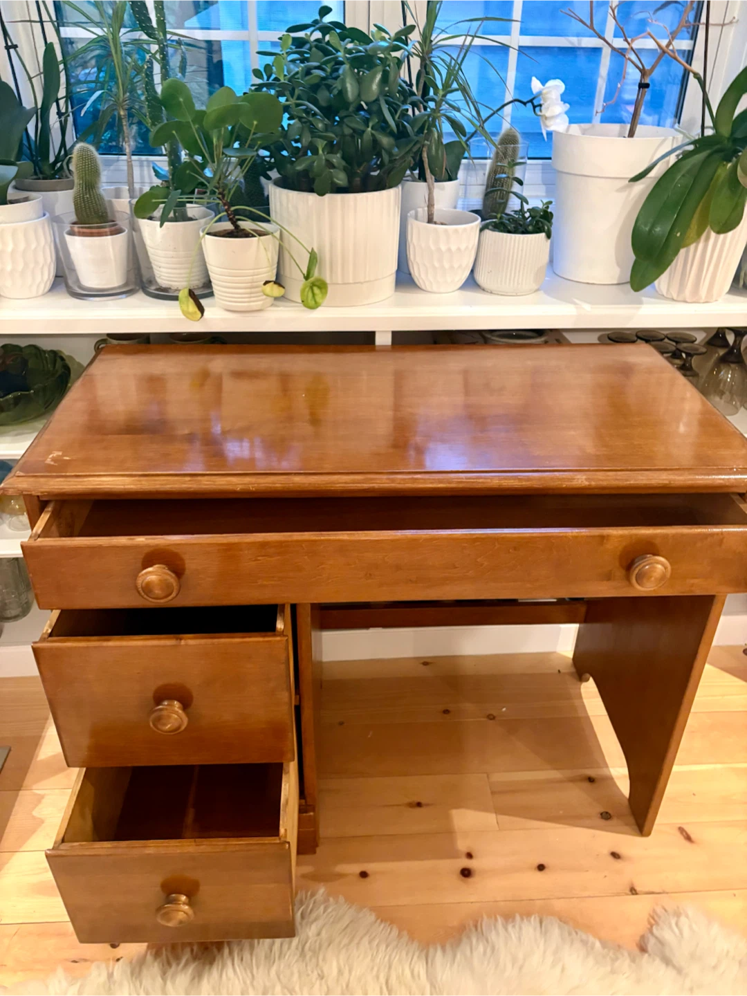 MCM Canadian KNECHTEL Vintage Wooden Desk with Drawers - photo 3