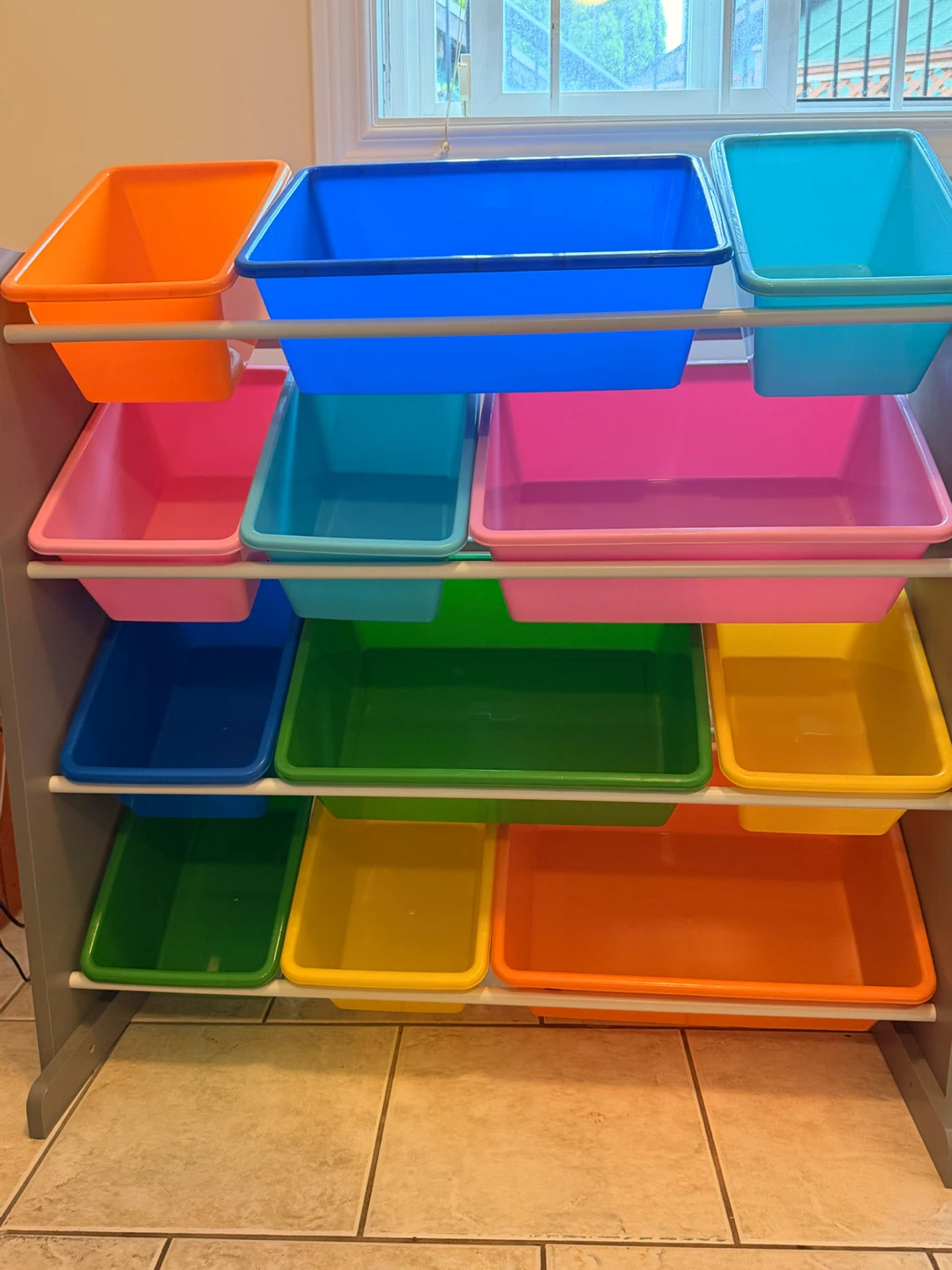 Grey Toy Organizer with Bins