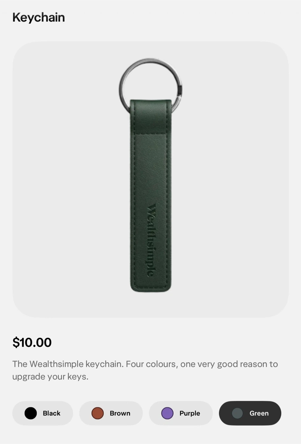 Wealthsimple Green Keychain