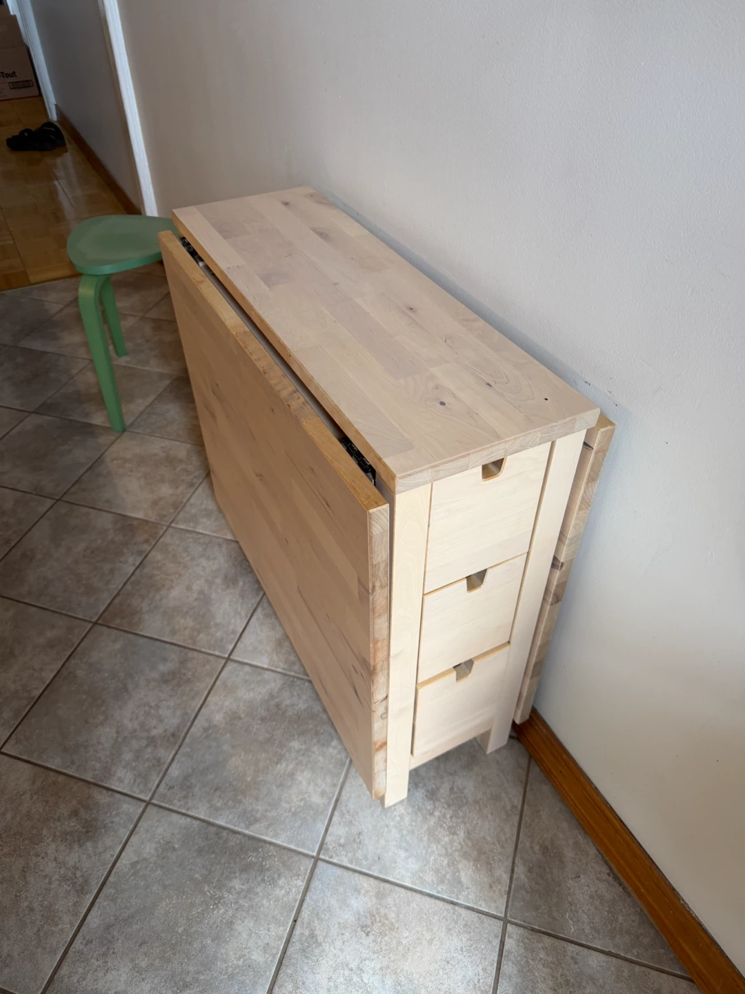 Wooden Drop Leaf Table with Drawers - photo 2