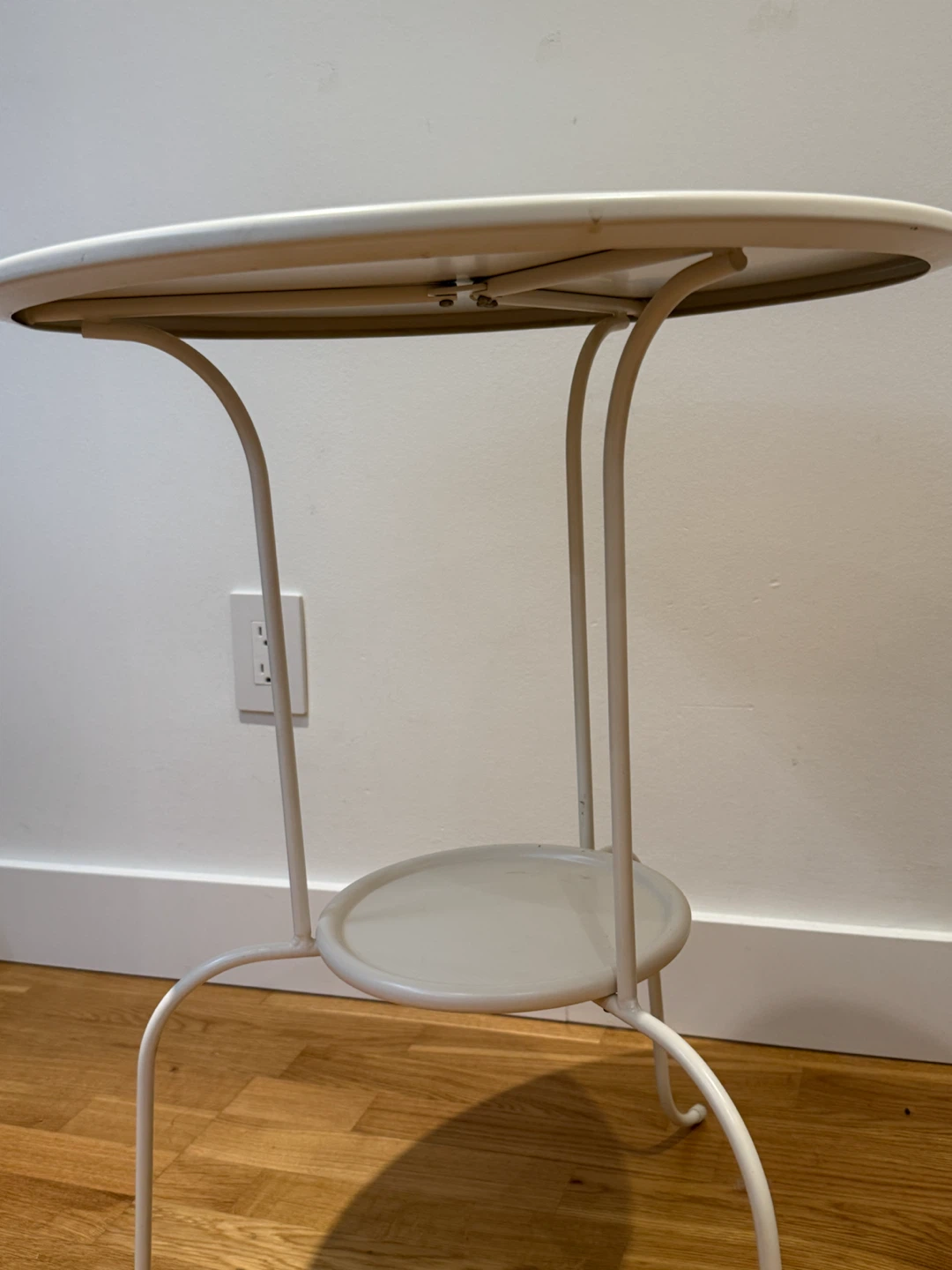 White metal side table with lower shelf - photo 3