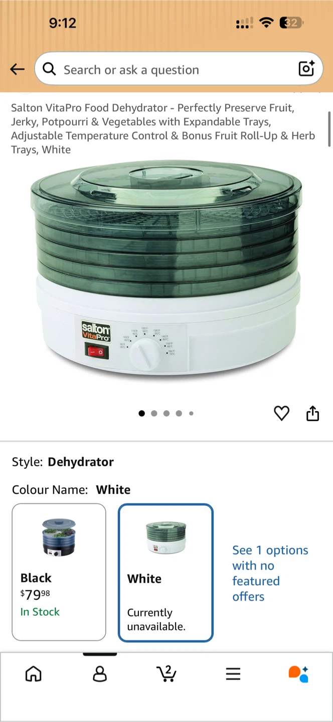 Salton VitaPro Food Dehydrator White