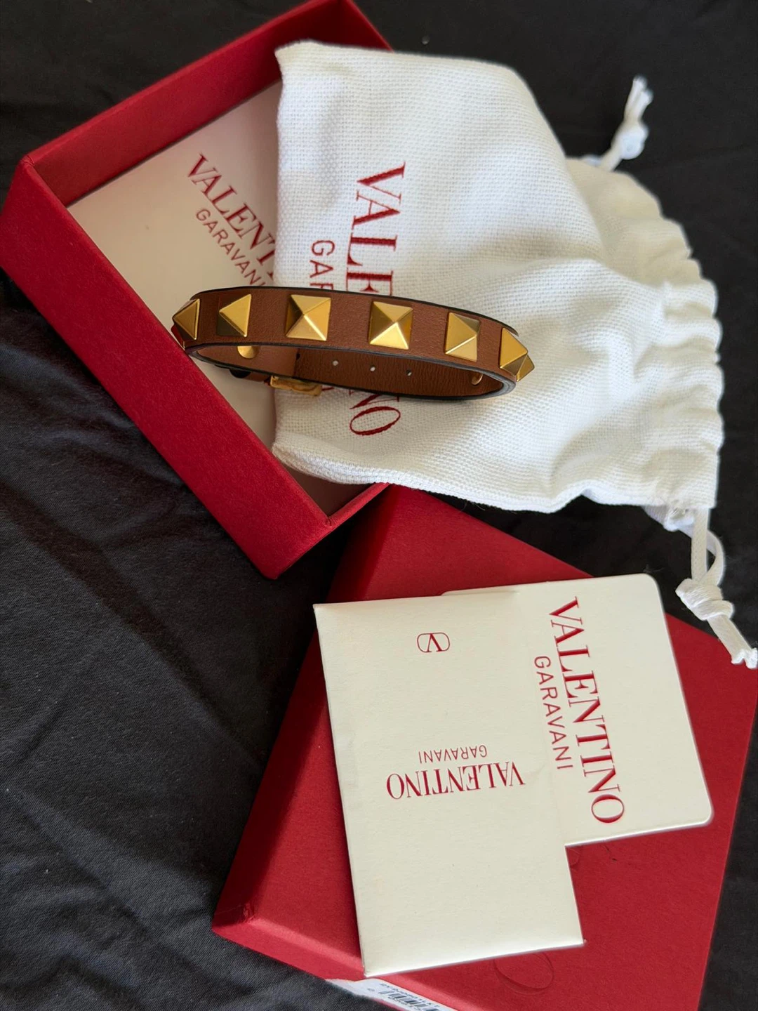 Valentino Garavani Brown Leather Rockstud Bracelet - photo 2