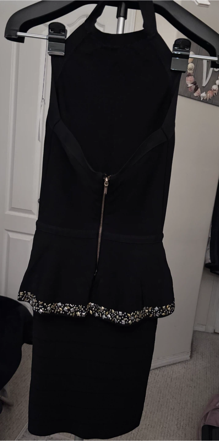 Bebe Black Halter Dress with Embellishments Size S/P - photo 3