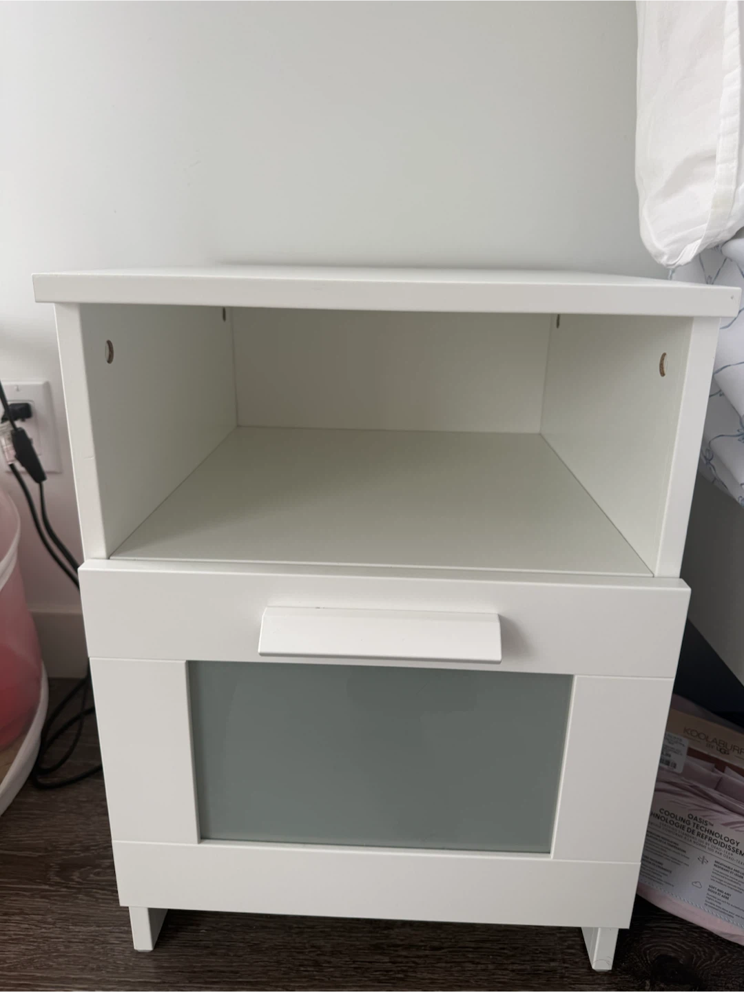 White Nightstand with Drawer and Shelf - photo 2