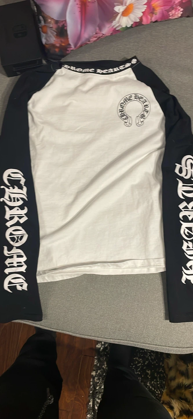 Chrome Hearts Long Sleeve Shirt White Black Size Medium - photo 3