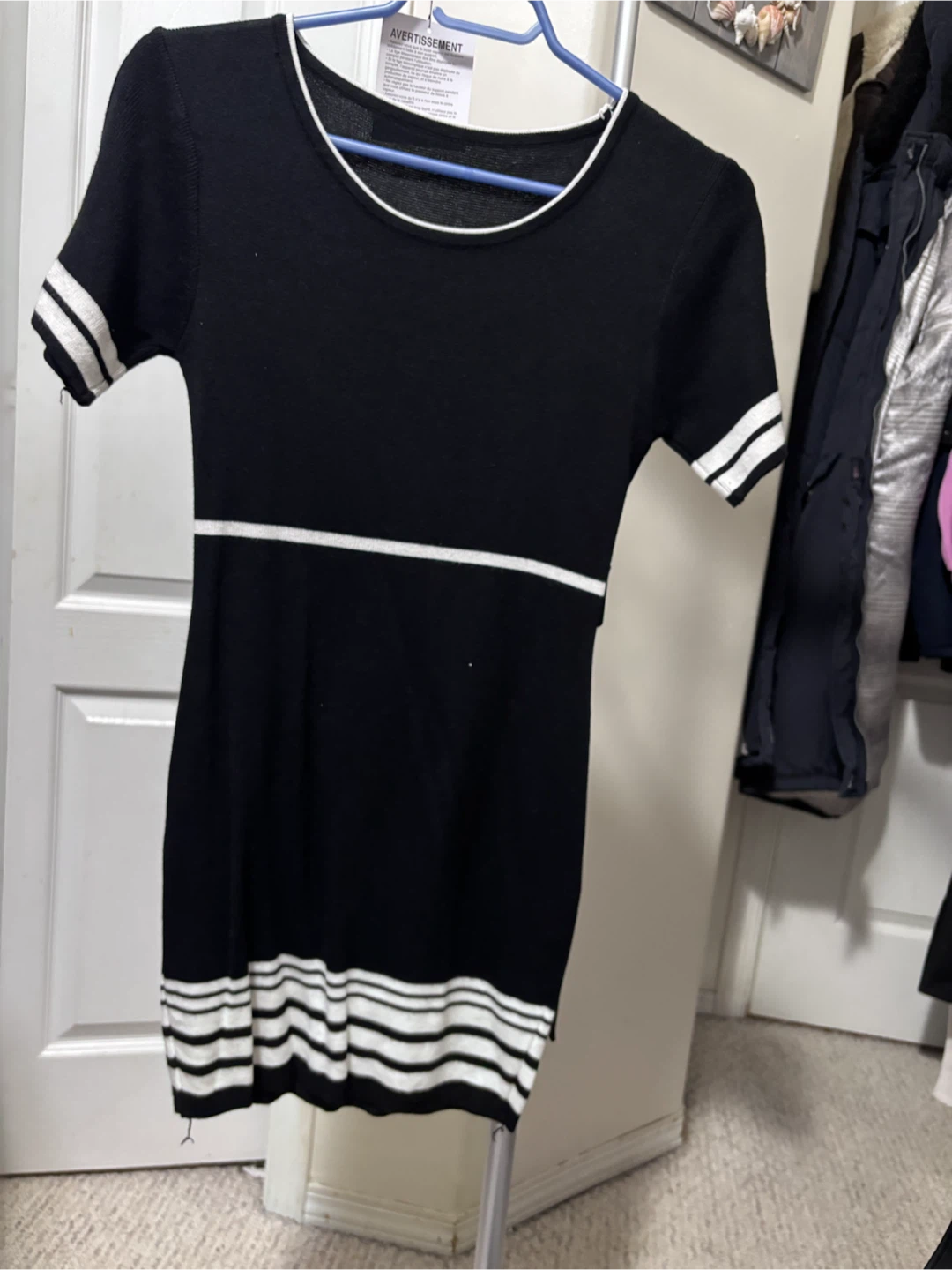 Black and White Striped Knit Dress