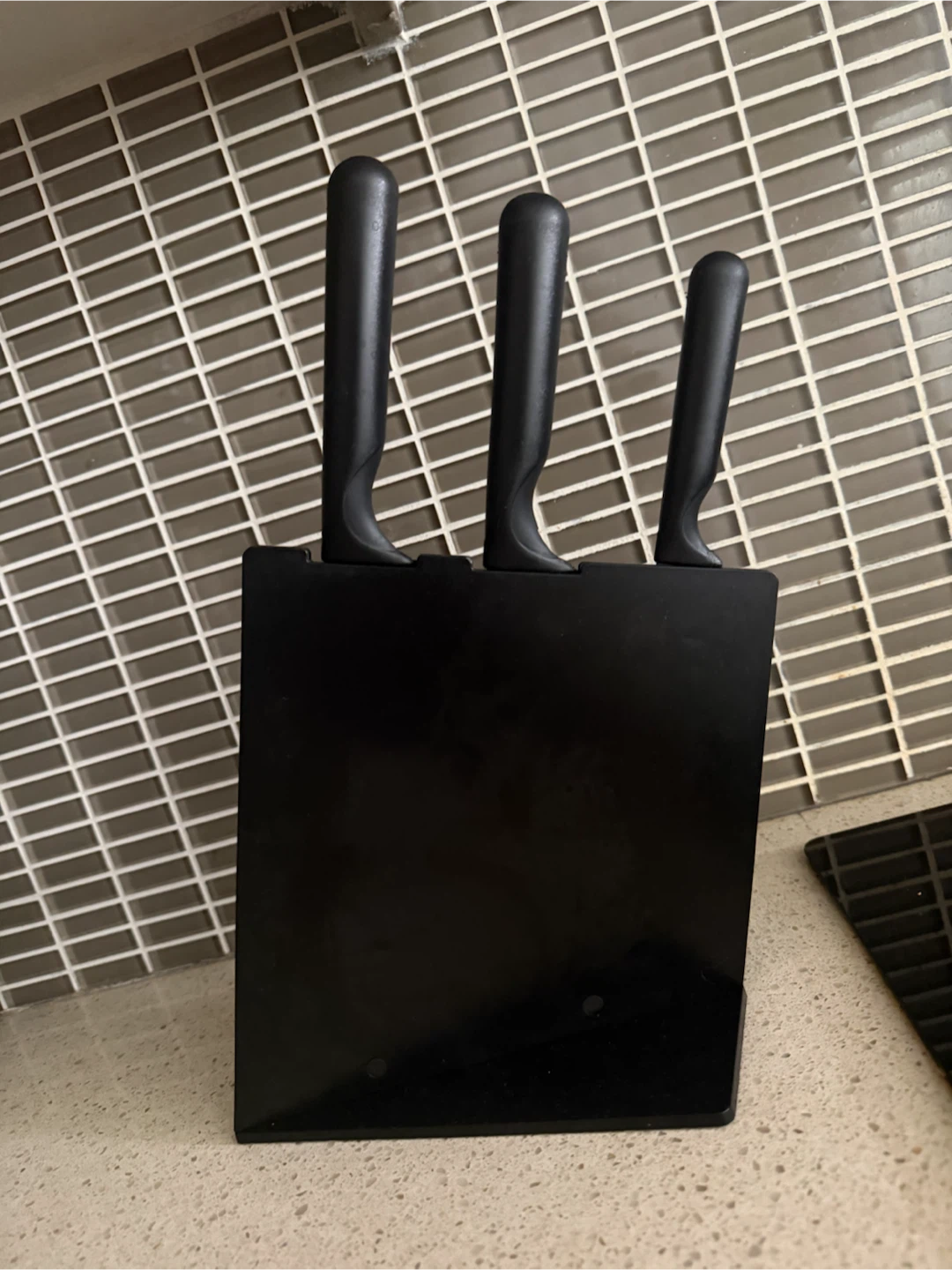 Black Knife Block with 3 Knives