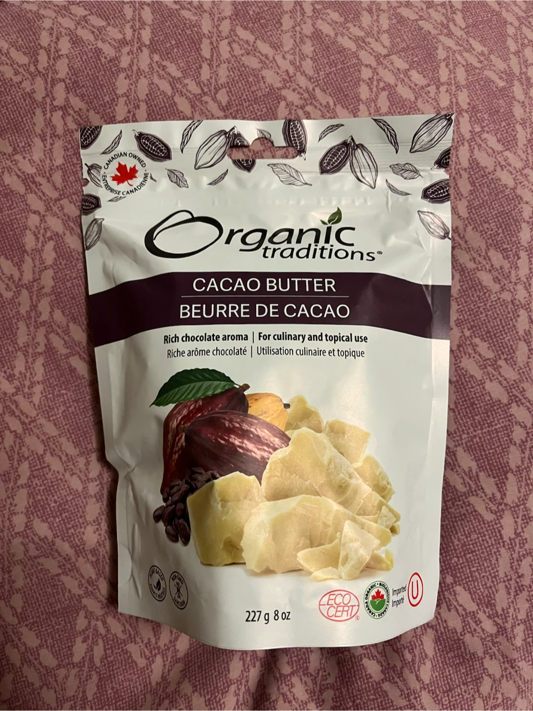 NEW Organic Traditions Cacao Butter - 227g - photo 2