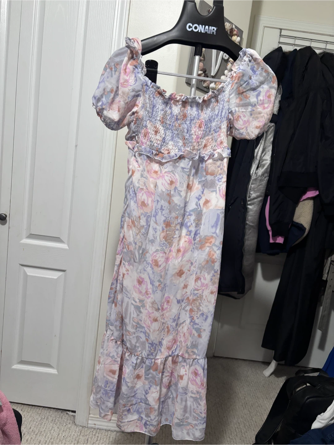 Floral Midi Dress with Smocked Bodice - photo 4