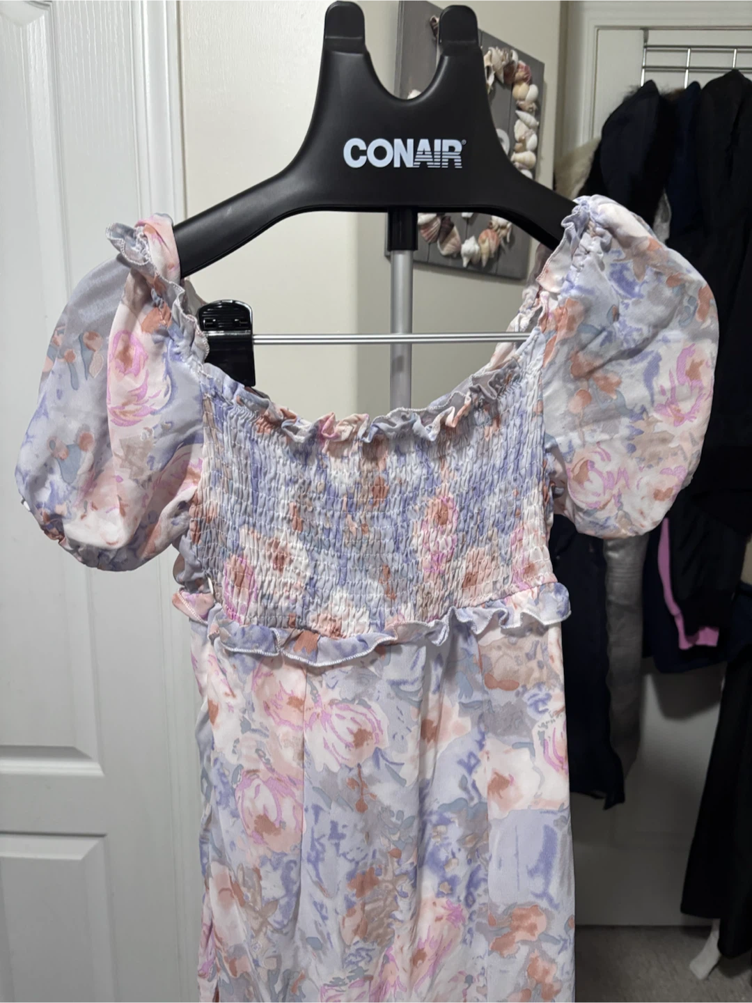 Floral Midi Dress with Smocked Bodice - photo 5