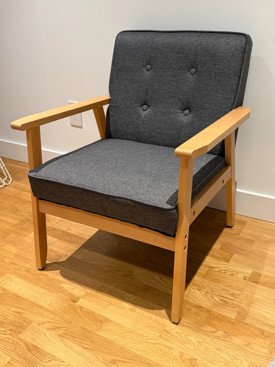 Grey Accent Chair with Wooden Frame - photo 3