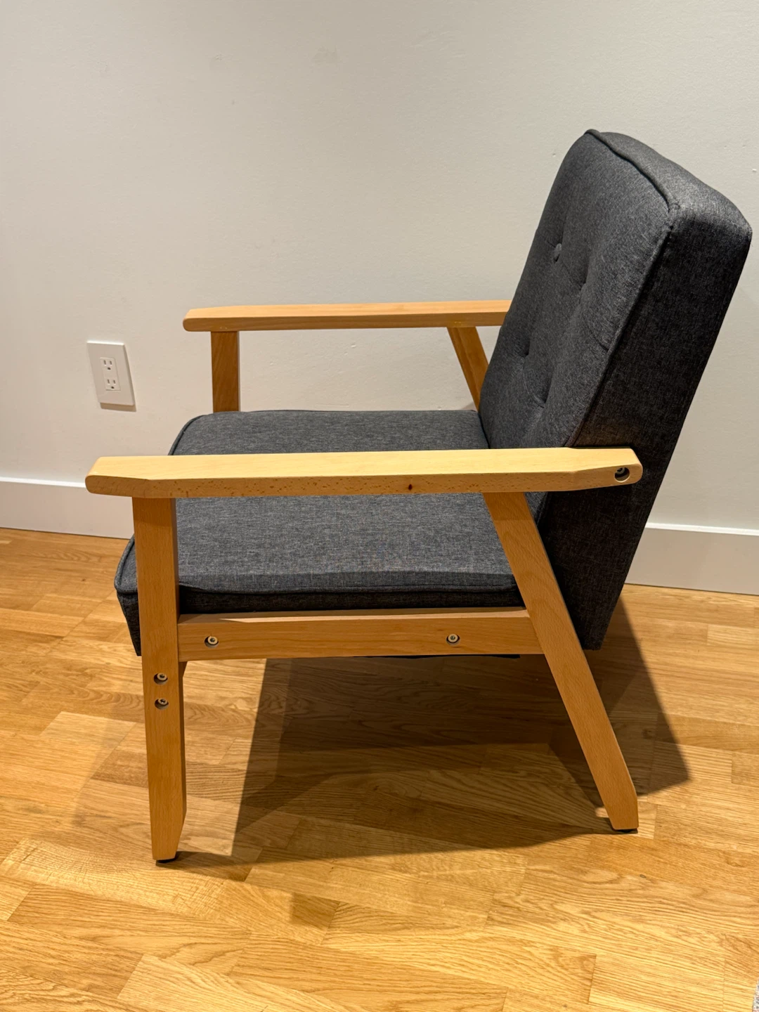 Grey Accent Chair with Wooden Frame - photo 4