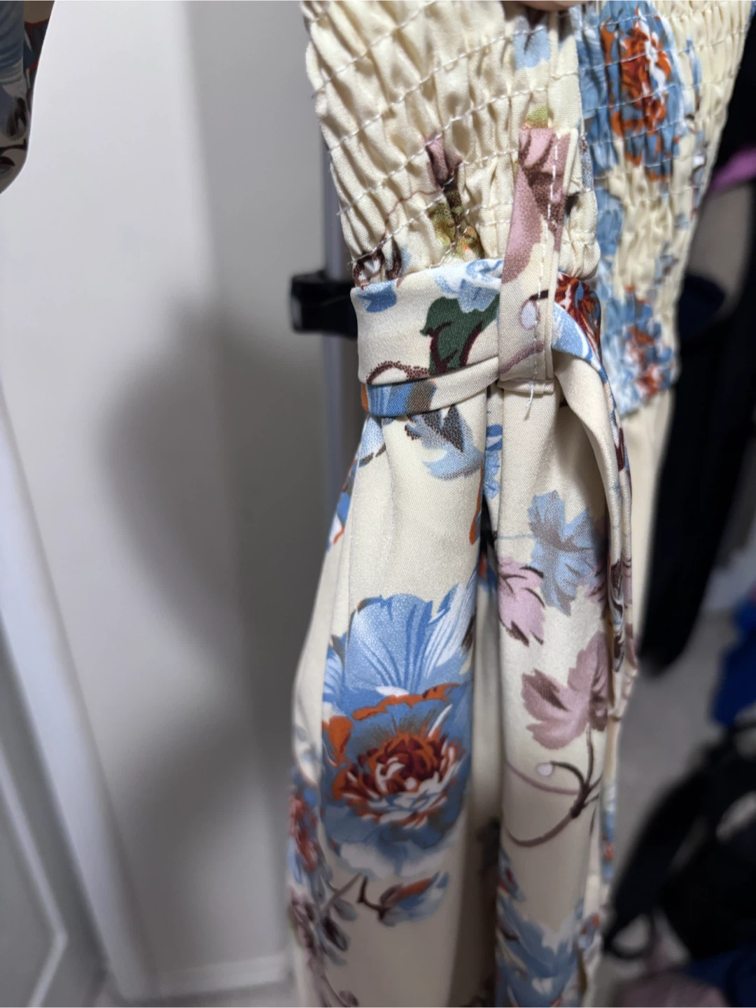 Cream Floral Smocked Maxi Dress - photo 3