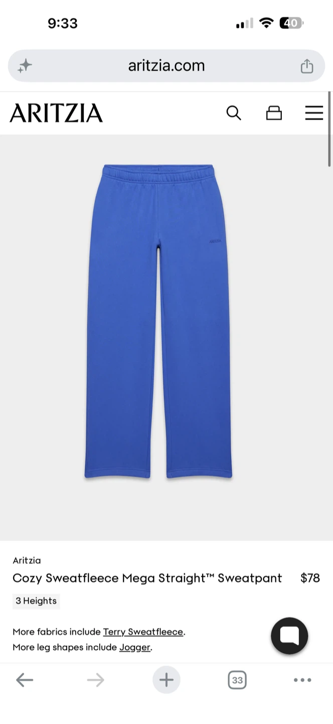 Aritzia Cozy Sweatfleece Mega Straight Sweatpant - photo 2