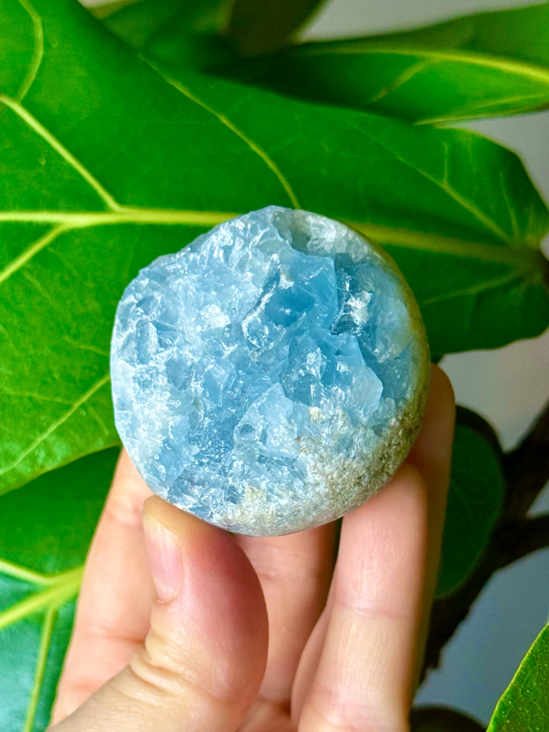 Raw Celestine/Celestite Crystal Geode Sphere From Madagascar