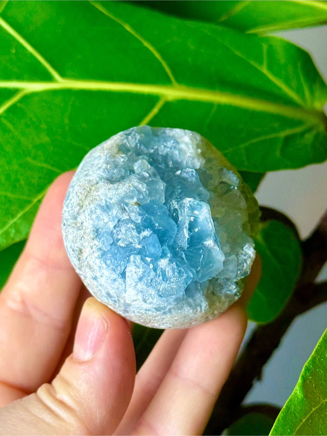 Raw Celestine/Celestite Crystal Geode Sphere From Madagascar - photo 3