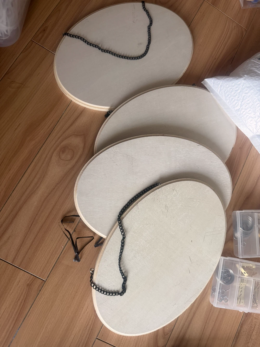Oval Wood Plaque with Hanging Chain