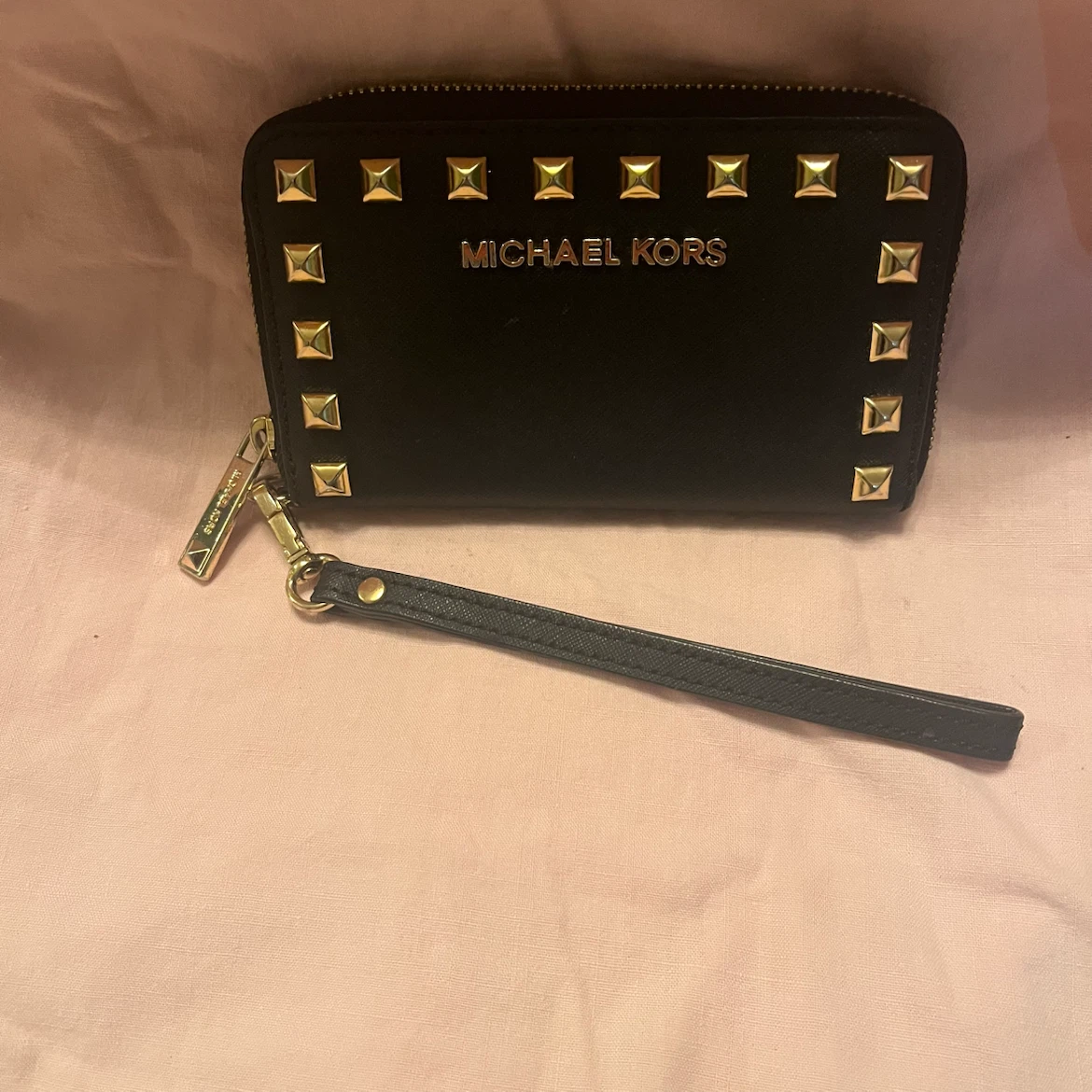 Michael Kors Black Studded Zip Around Wristlet Wallet - photo 2