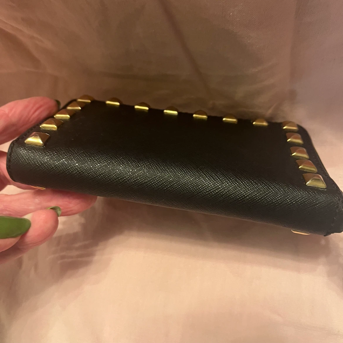 Michael Kors Black Studded Zip Around Wristlet Wallet - photo 3