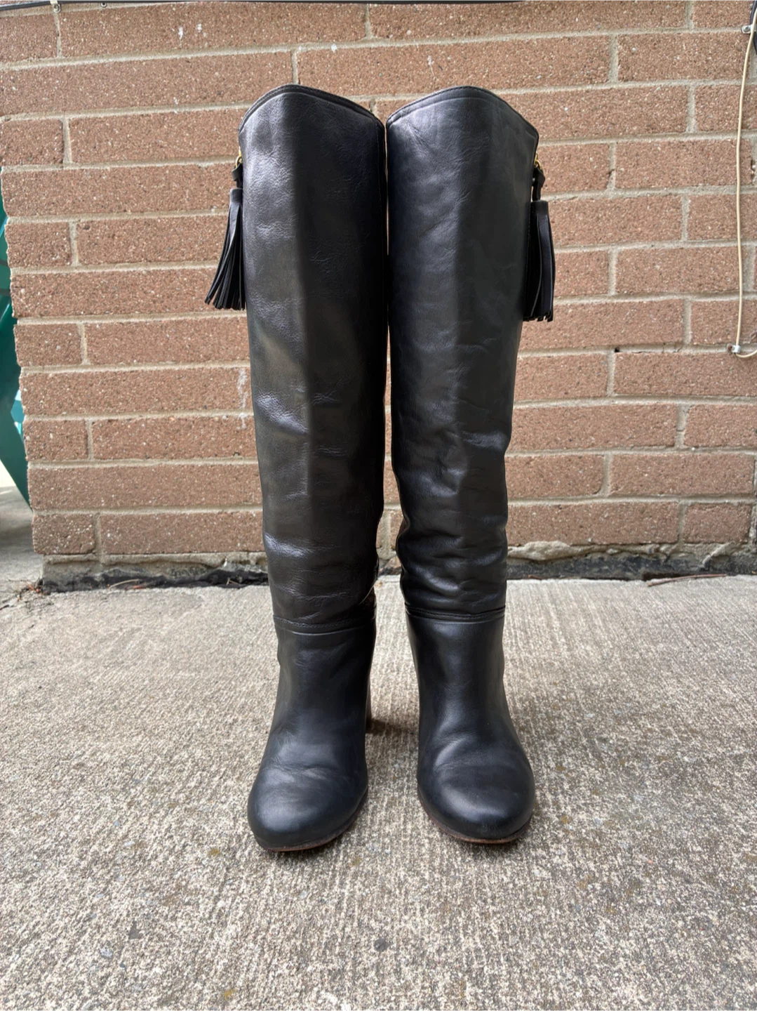 Coach Black Leather Knee High (High Heel Boots)