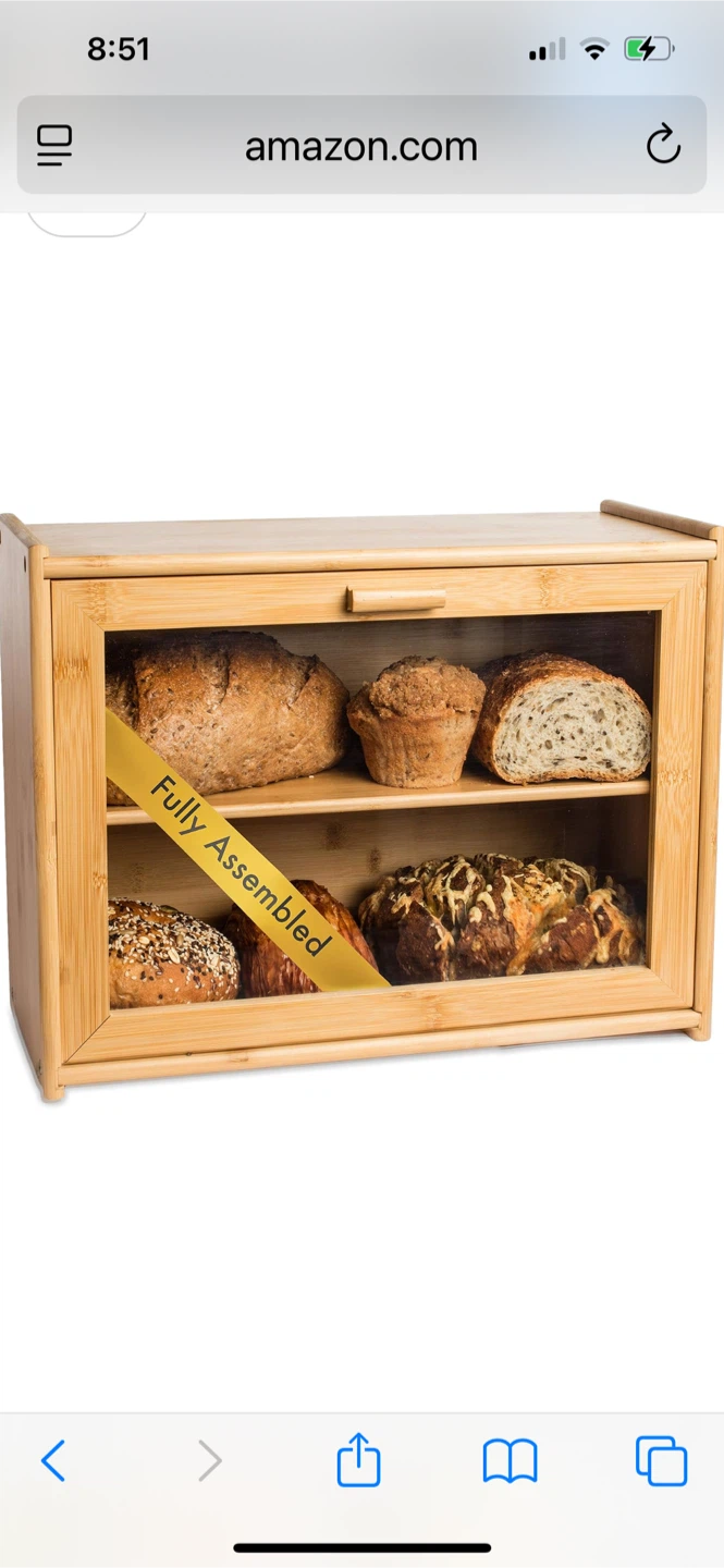 Bamboo Bread Box with Glass Door