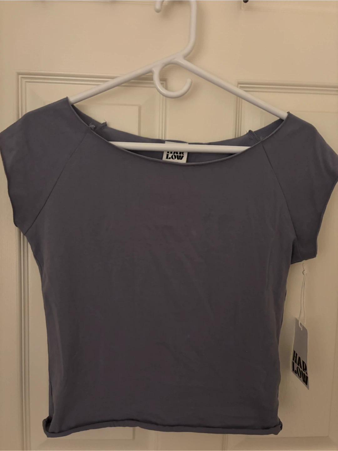 HAR LOW  Greyish Blue Cropped T-Shirt