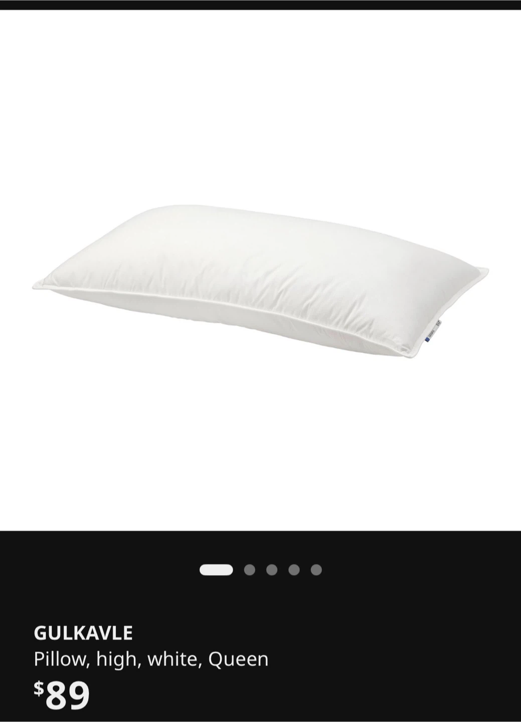 IKEA GULKAVLE Pillow, High, White, Queen