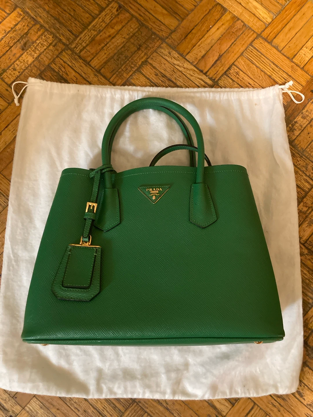 Prada Green Saffiano Leather Tote Bag