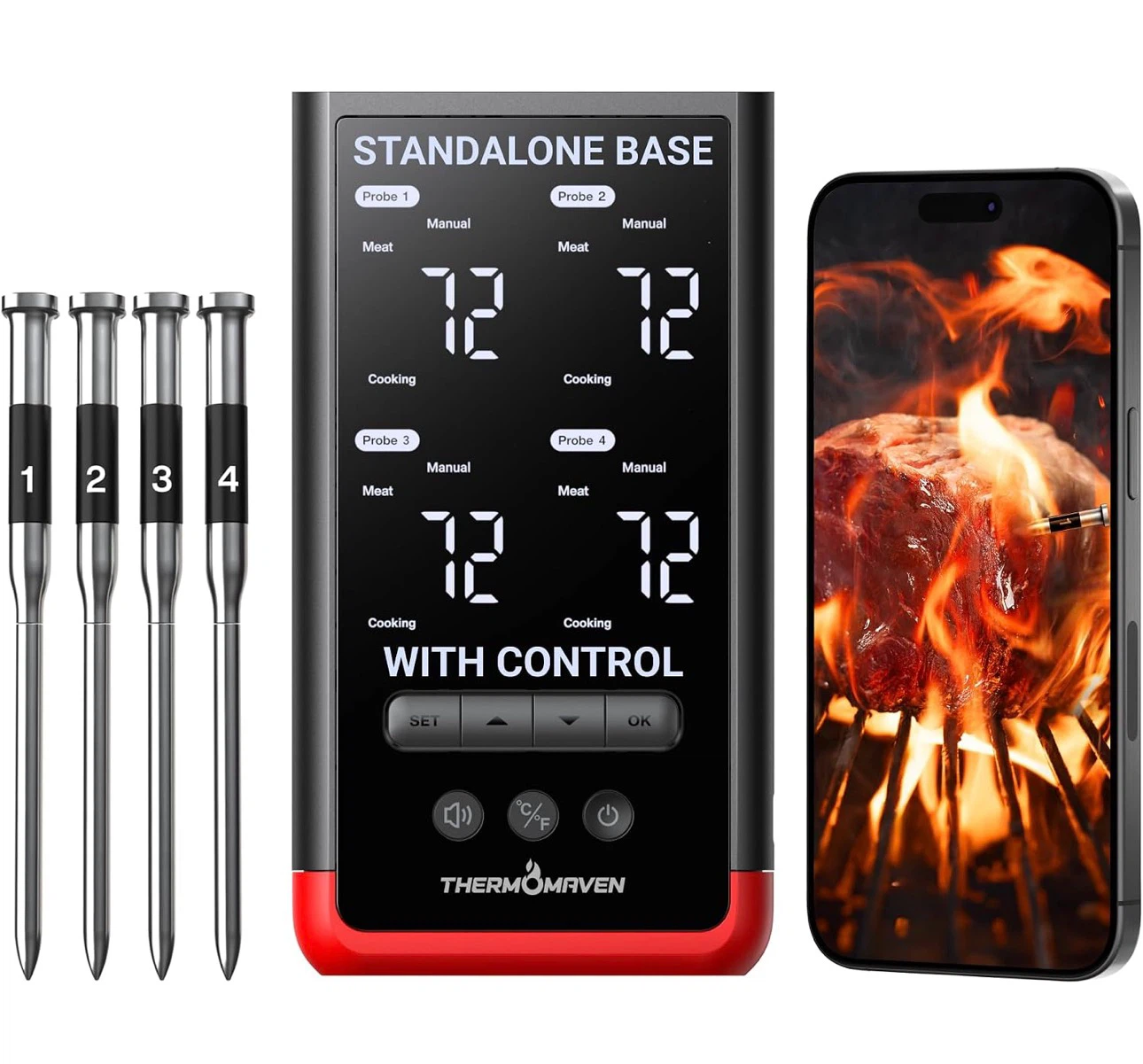 ThermoMaven 4-Probe Wireless Bluetooth Smart Meat Thermometer