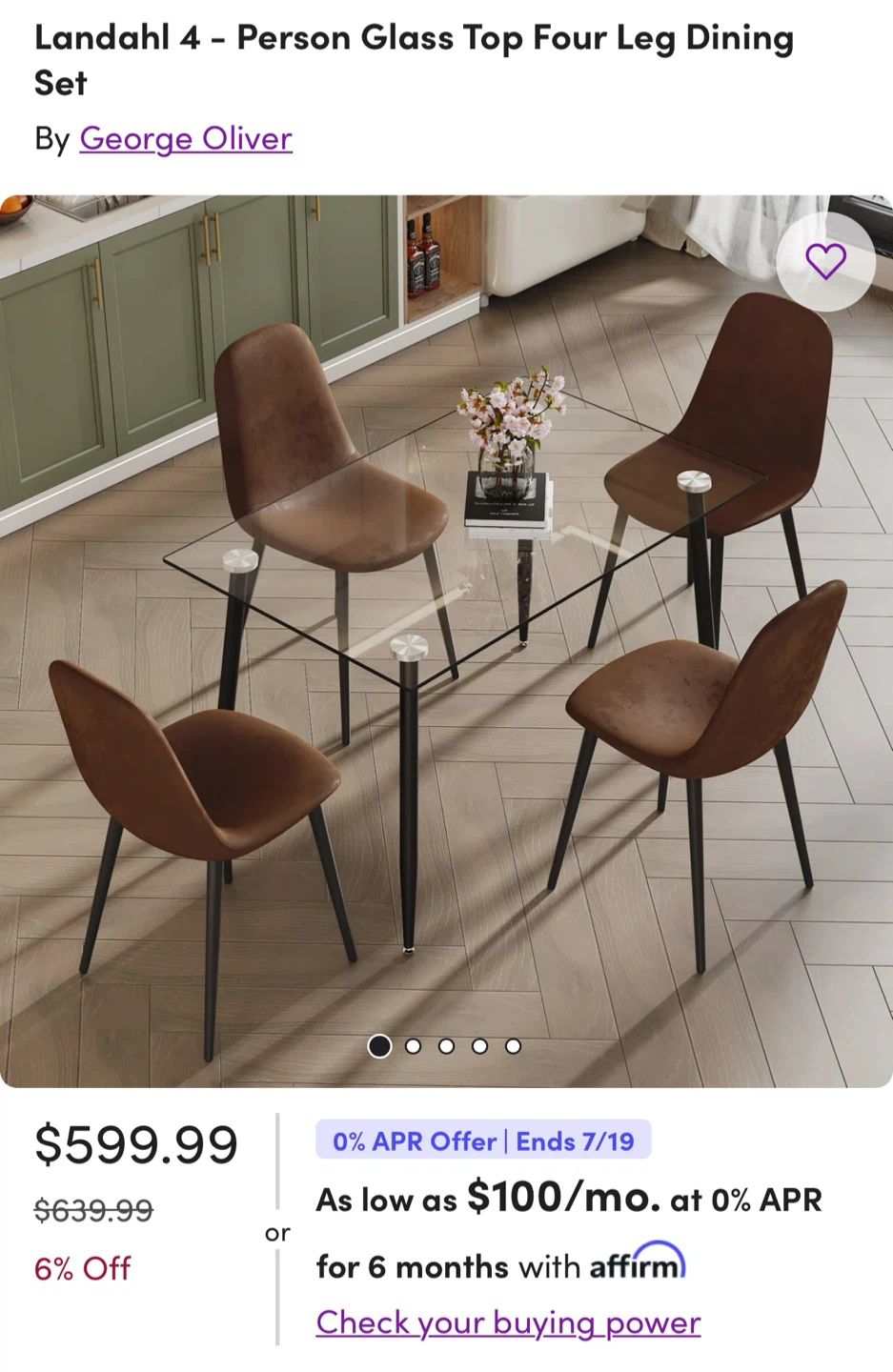 Landahl 4-Person Glass Top Dining Set - photo 2