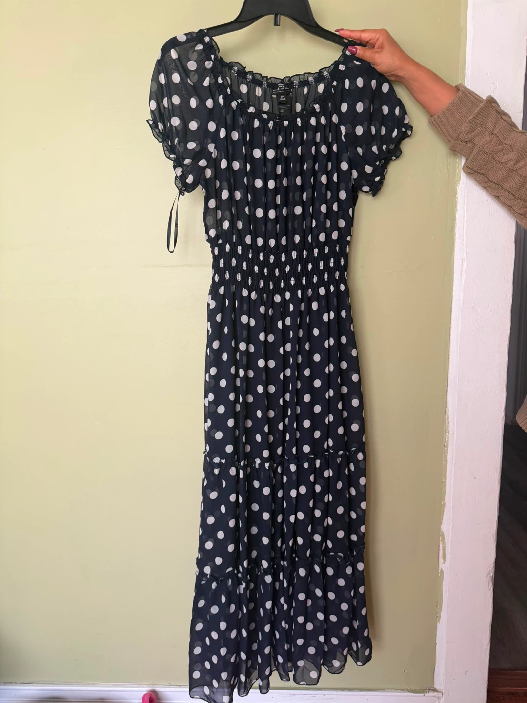 Navy Polka Dot Maxi Dress