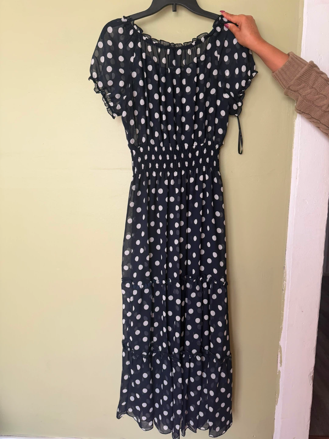 Navy Polka Dot Maxi Dress - photo 2
