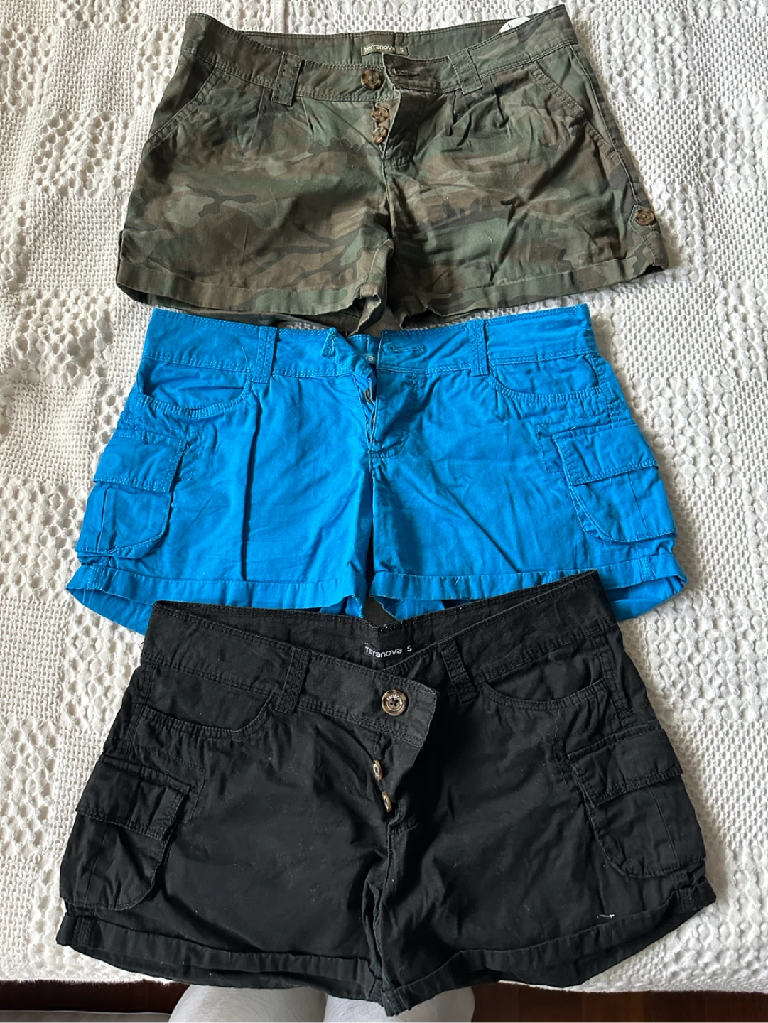 Terranova Women's Shorts Bundle (Black, Blue, Camo)