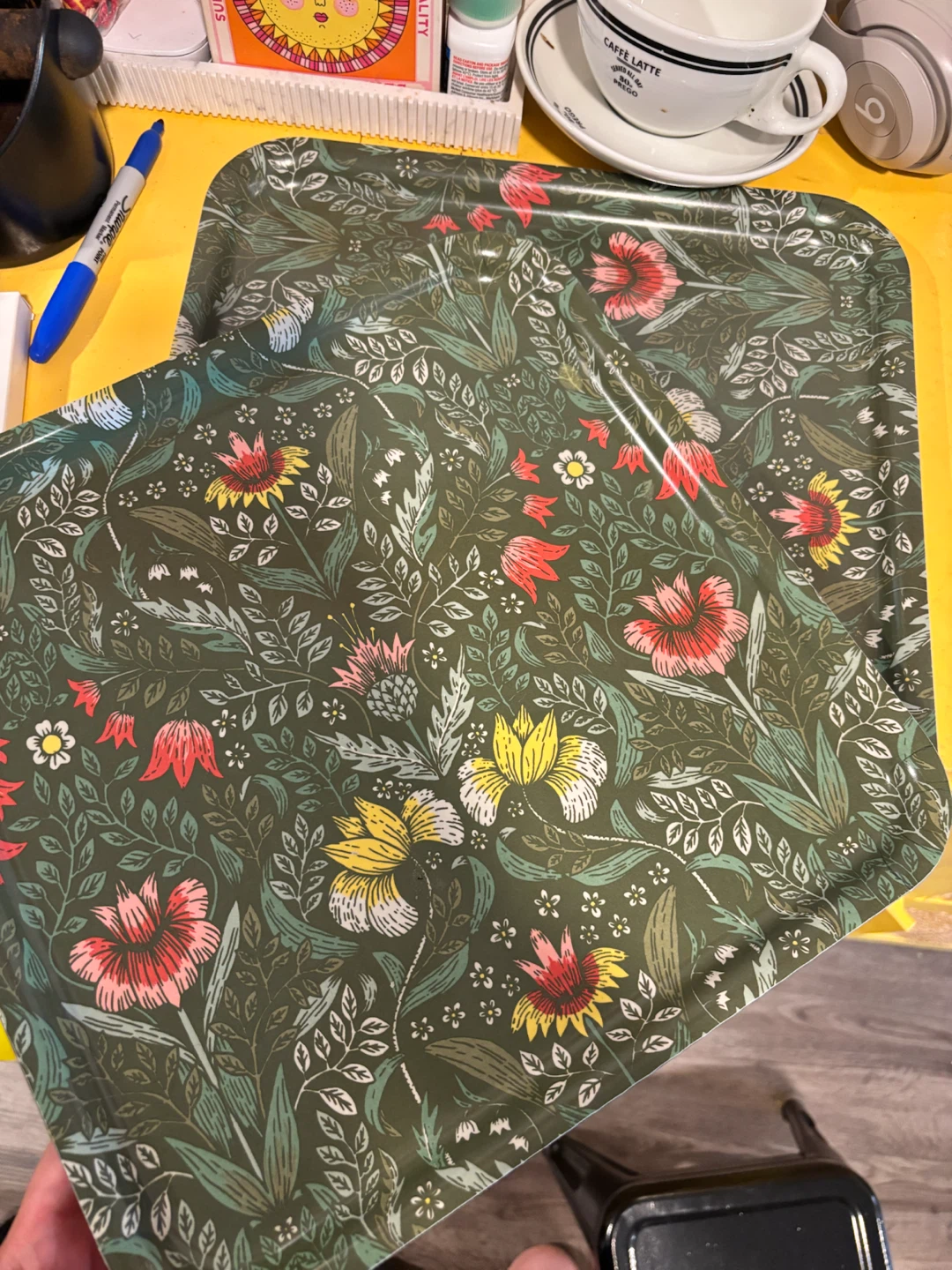 Set of 2 Decorative Serving Tray with Floral Pattern - photo 2