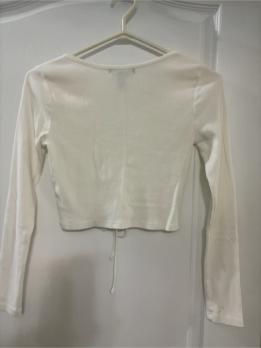 White Forever 21 Ribbed Lace-Up Cropped Top - photo 4