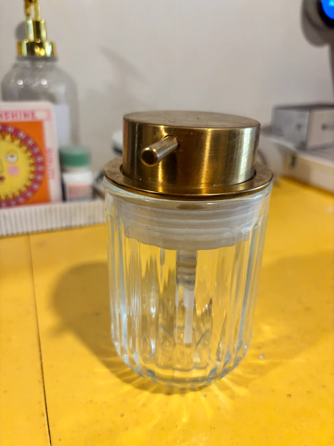 Glass Soap Dispenser with Brass Pump