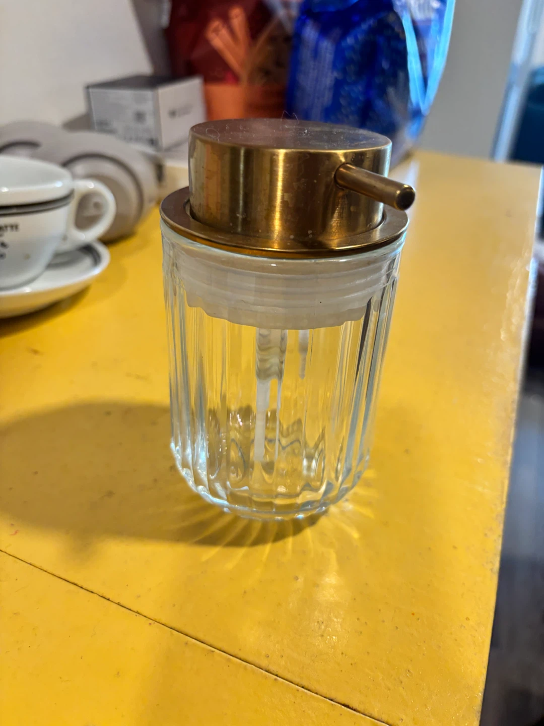 Glass Soap Dispenser with Brass Pump - photo 2
