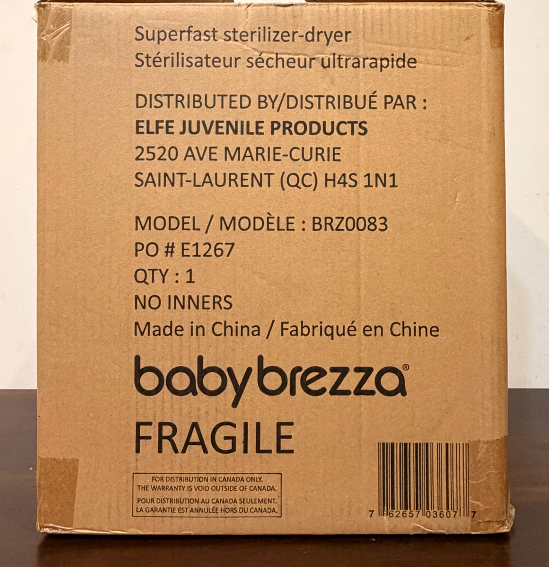 BNIB Baby Brezza Superfast Sterilizer-Dryer BRZ0083
