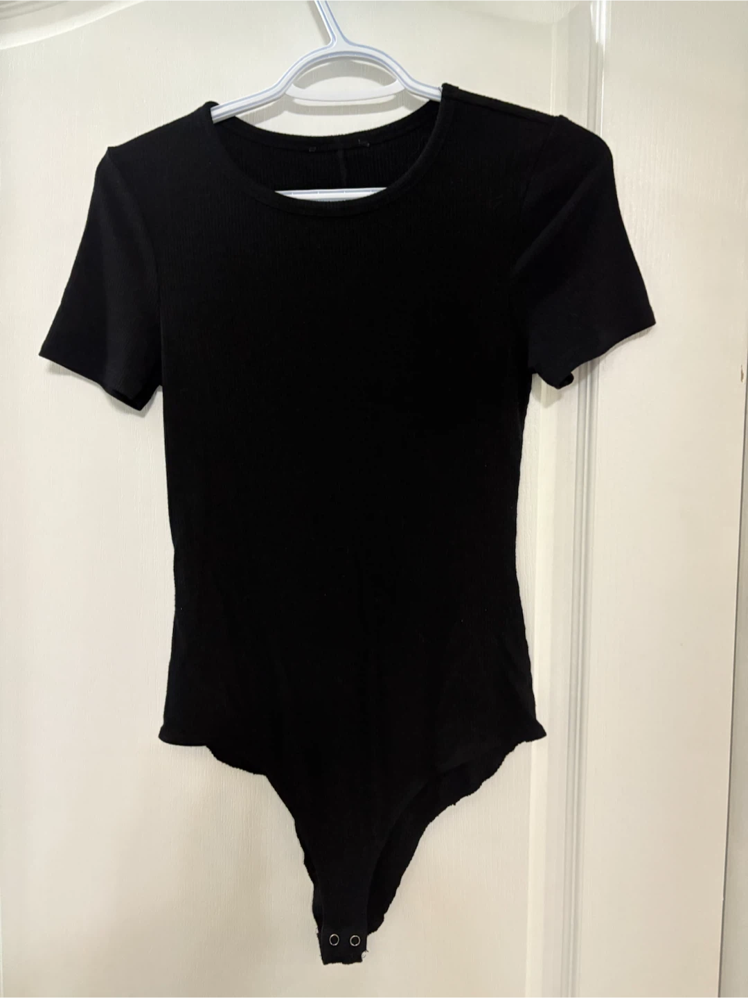 Black Ribbed Short Sleeve Bodysuit - photo 2