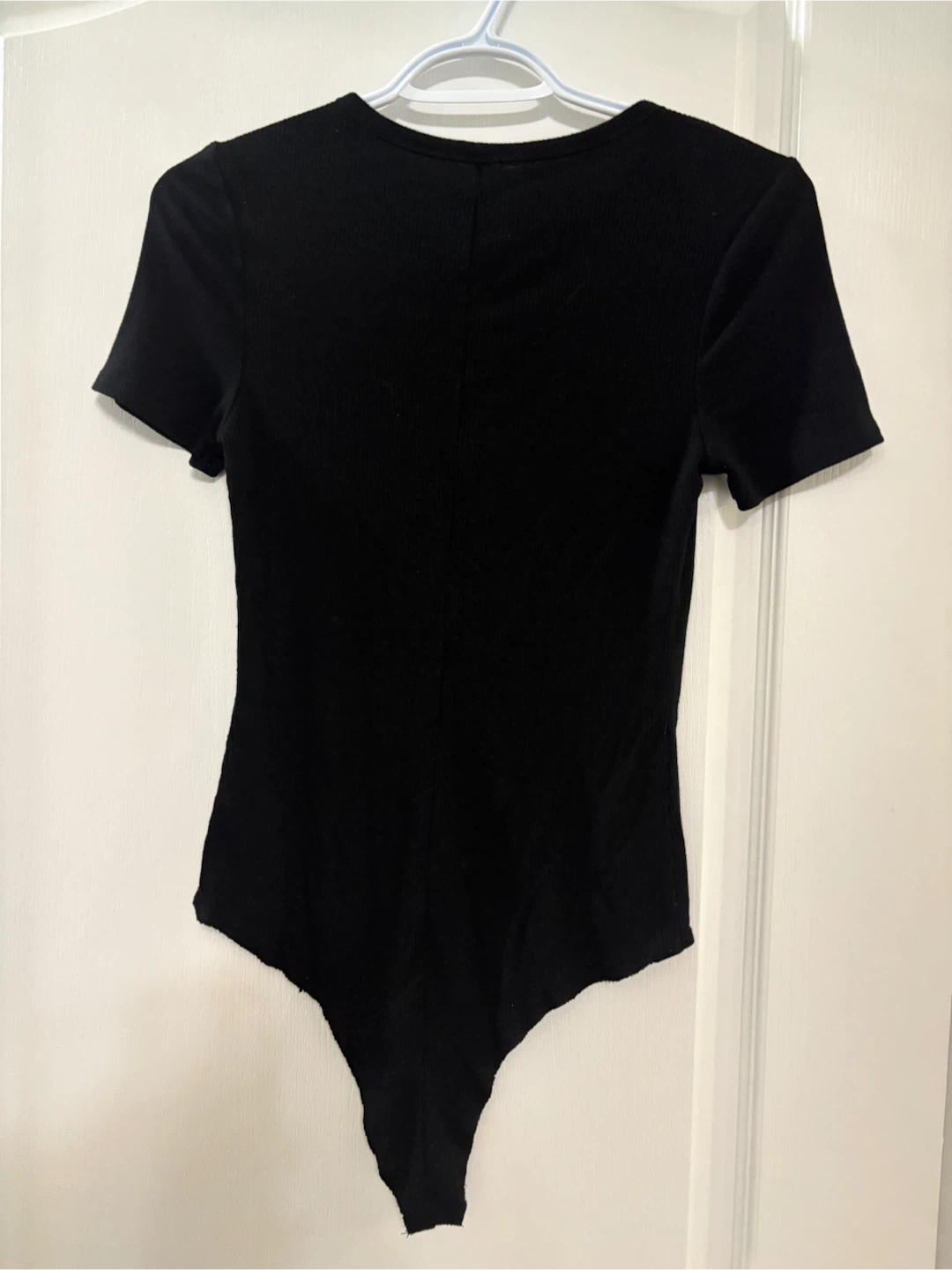 Black Ribbed Short Sleeve Bodysuit - photo 4