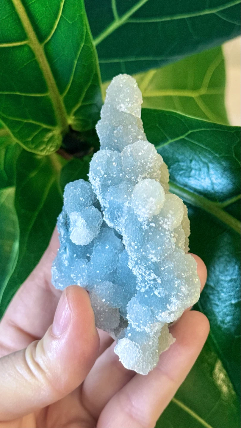 Indian Blue Chalcedony Stalactite Druzy Dripping Crystal