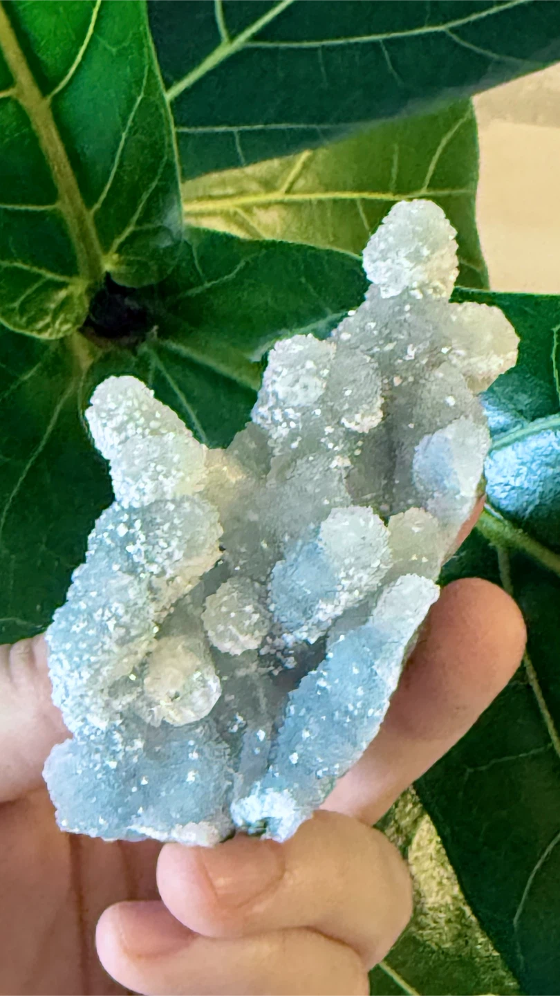 Indian Blue Chalcedony Stalactite Druzy Dripping Crystal - photo 4