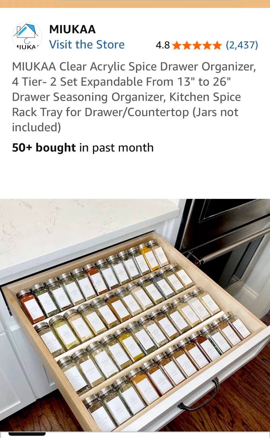 MIUKAA 8 Pcs Food-grade Acrylic Spice Rack Tray Set