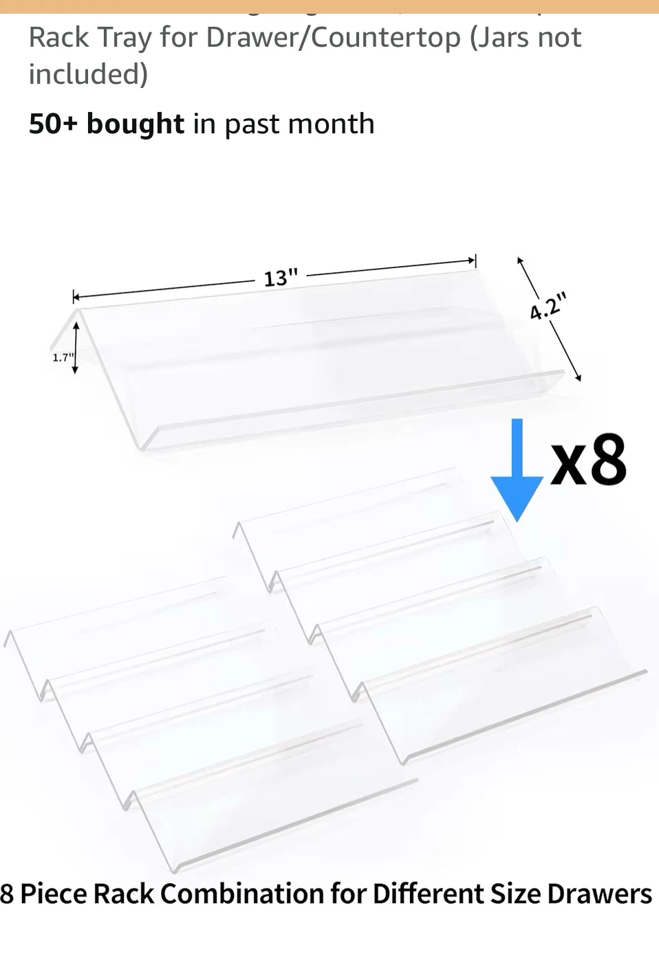 MIUKAA 8 Pcs Food-grade Acrylic Spice Rack Tray Set - photo 5