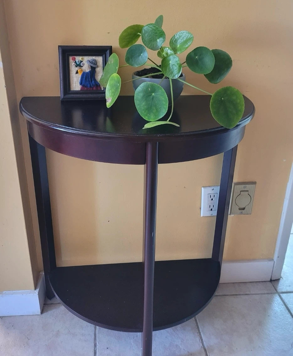 Dark Wood Half-Moon Console Table