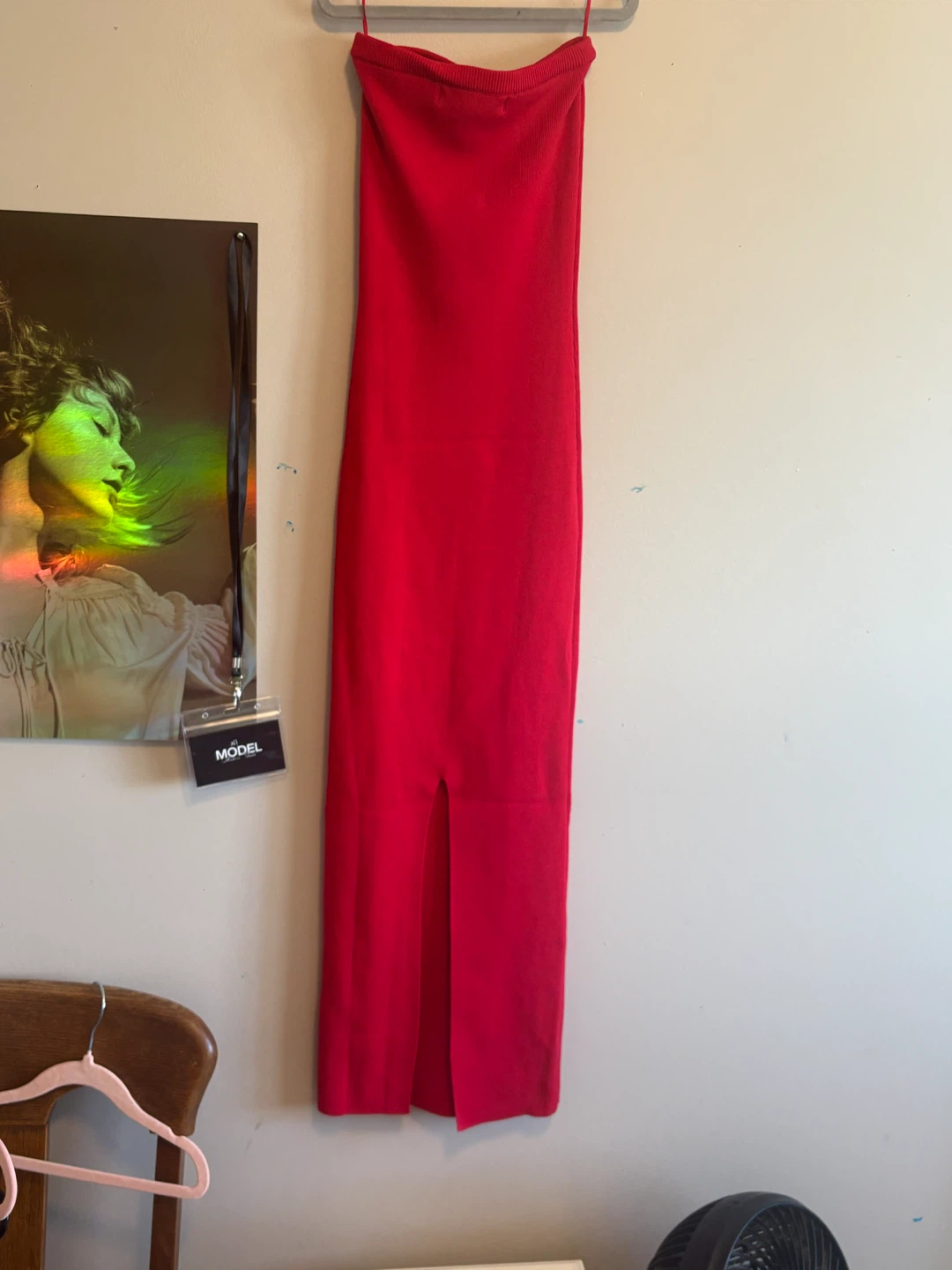 Bershka Red Strapless Maxi Dress