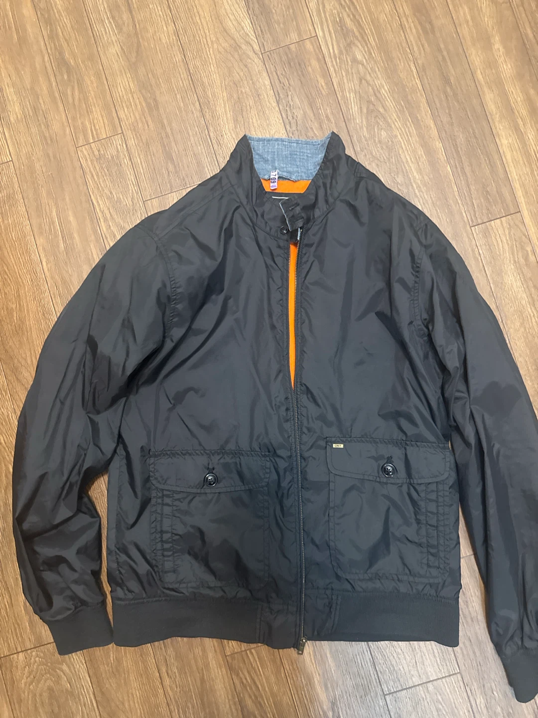 OBEY Propaganda Black Bomber Jacket with Orange Lining